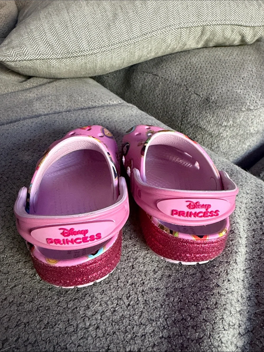 Disney Pink Kids Sandal Crocs with Princess Graphic Charms